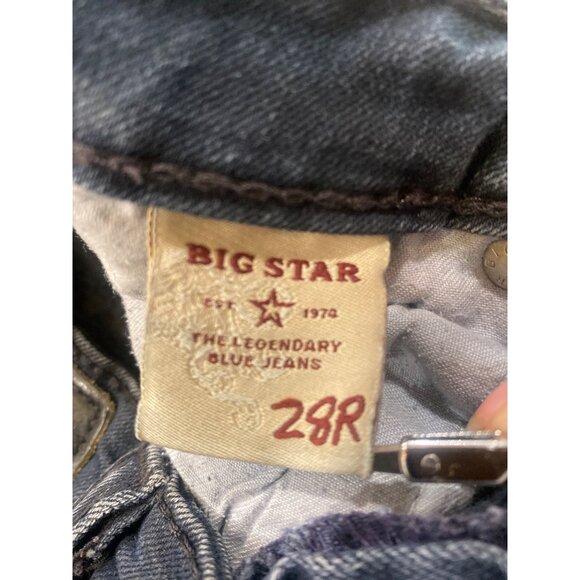 Big Star Jeans Womens 28 R Blue Liv Boot Cut Dark Wash Distressed Denim Pants - Picture 4 of 15